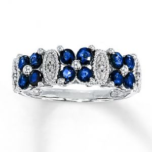 Kay Jewelers Natural Sapphire Ring Diamond Accents 10K White Gold- Gemstone.jpg